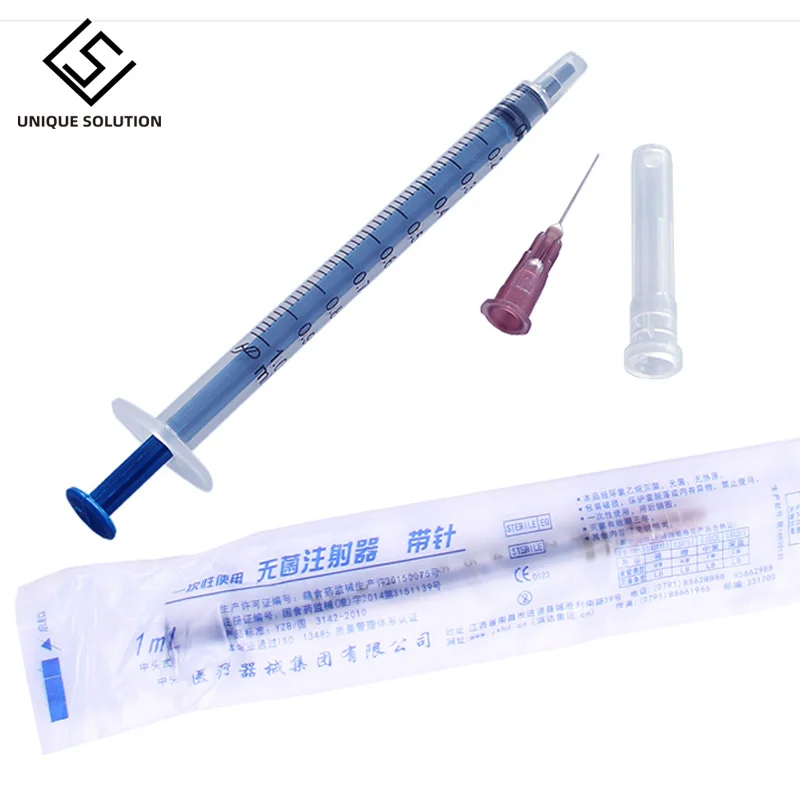 Одноразовый пластиковый ветеринарный шприц 1 мл 50 шт. с иглами для домашних