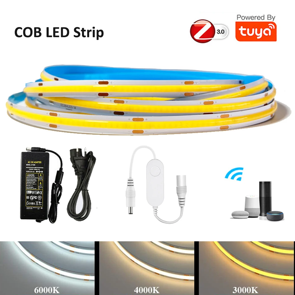 TUYA Zigbee Смарт COB Светодиодная лента 1m-5m теплый белый нейтральный с регулируемой