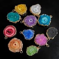 hot sale natural stone agat druzy pendant irregular color healing slice charm for jewelry making diy necklace earrings 2pcslot