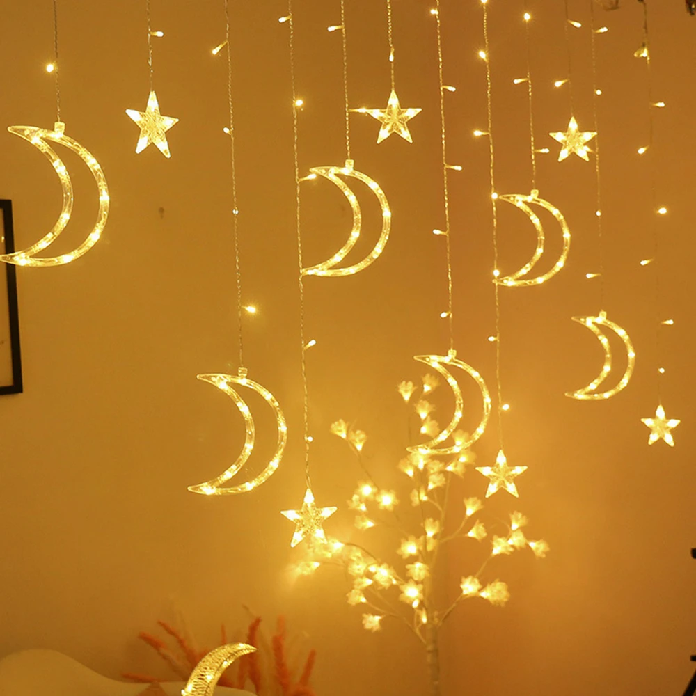 Moon Star Lamp LED String Light Ins Christmas Holiday Lighting Indoor Bedroom Living Room Window Decoration 220V Fairy | Лампы и