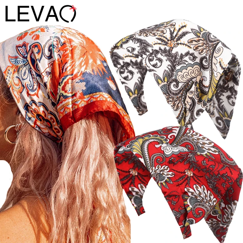 

LEVAO Printting/solid Hair Scarf Scrunchies Vintage Triangle Bandanas Hairband Headband Hair Bands Headwrap Hair Accessories