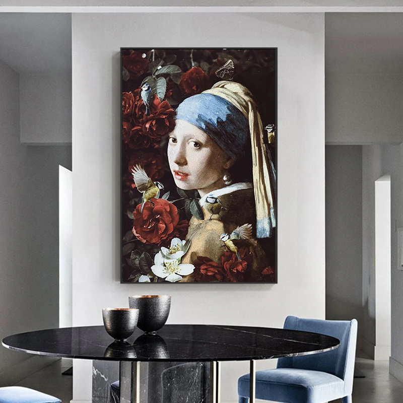 Vermeer абстрактное искусство девушка с жемчугом Серьги холст картины настенное для