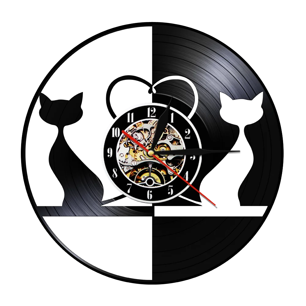 Виниловые Настенные часы с изображением кота 3D настенные котенка современные