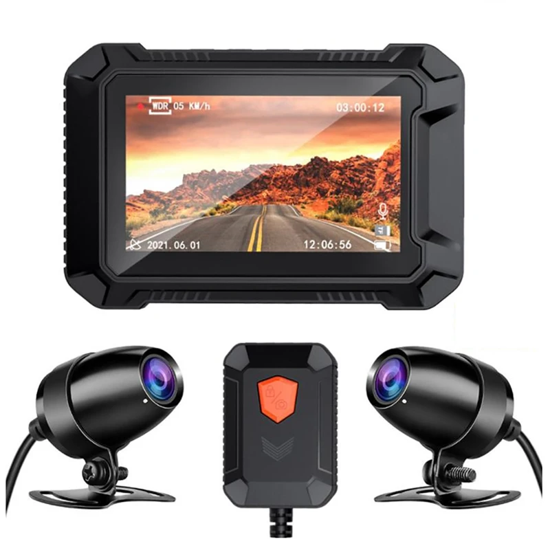 

WiFi Motorcycle DVR Dash Cam HD 1080P+1080P Front Rear View Dual Lens Waterproof Motorcycle Camera Moto Video Recorder