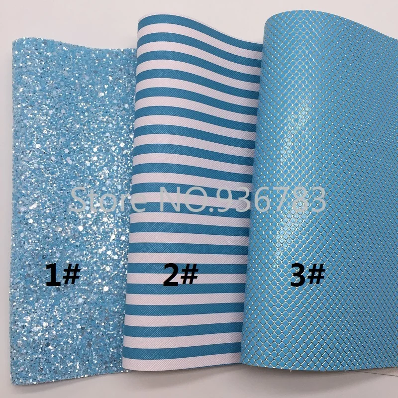 Мини рулон 30x134 см синяя блестящая кожа полосы синтетическая Русалка