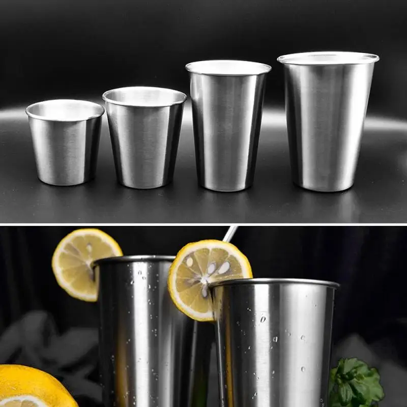 

Stainless Steel Metal Cup Beer White Wine Glass Coffee Tumbler Tea Milk Mugs Drinkware Minimalist Style Super Cool Drinks Mugs