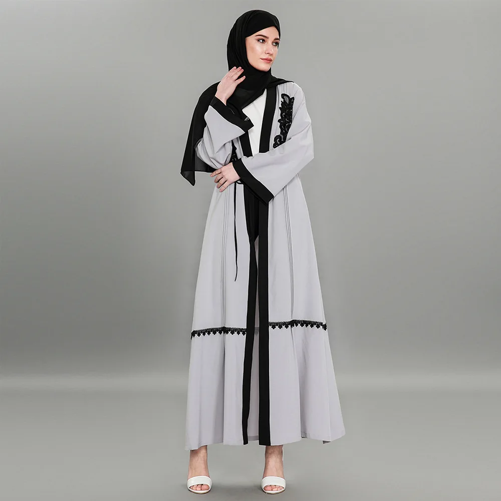 Embroidery Open Abaya Hijab Dress Women Lace-up Long Robe Kaftan Muslim Turkey Dubai UAE Caftan Kimono Jubah Islamic Clothing |