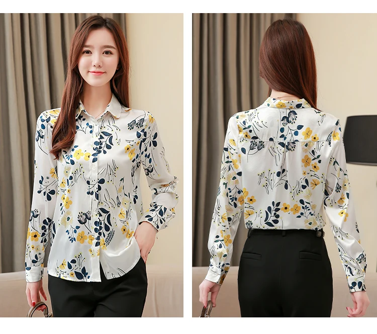 

Women's Blouses Printed Silk Blouse Comfortable Fashion Lapel New Tops Mulberry Casual Shirt Spring Summer Tops houthion