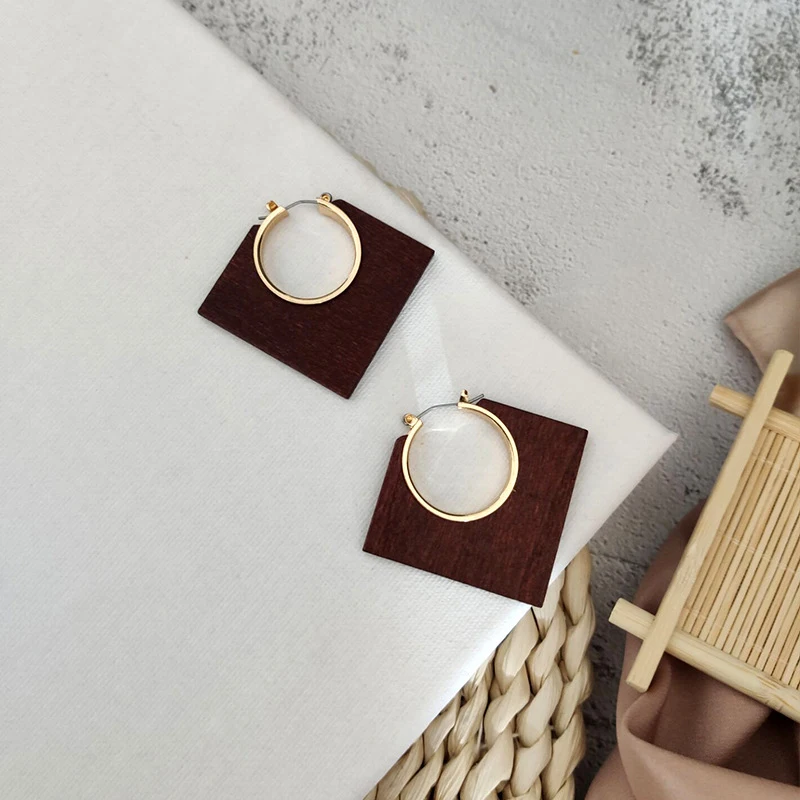 2019 Boho стильные серьги из дерева Женские винтажные для женщин Геометрические