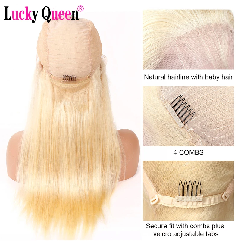 

Blue Green Purple Pink Color 13x4 Lace Front Wig Lucky Queen Peruvian Remy Straight Human Hair Wigs Pre Plucked For Black Women