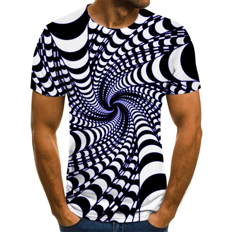 3d Space Vortex mens T-shirts 3D Print Fashion Cool Punk Style T-shirt Summer O-neck Breathable High Stretch Oversized tshirt