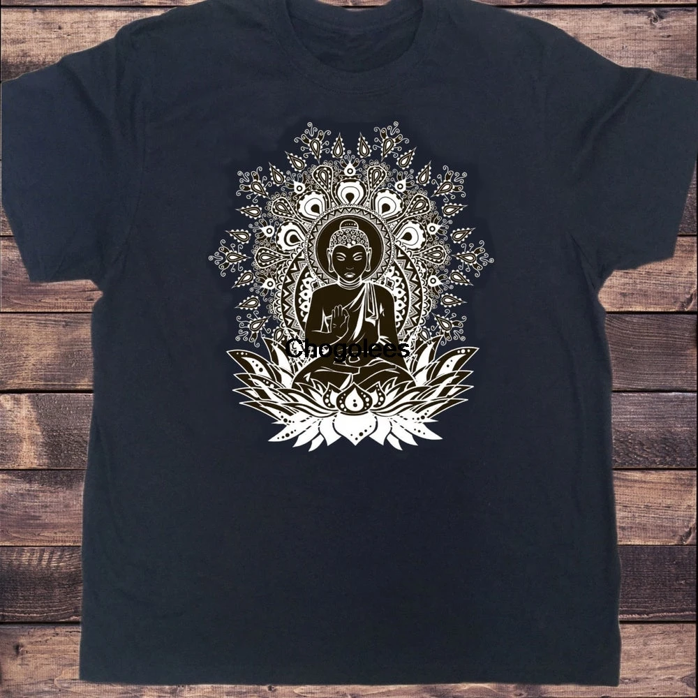 Мужская Черная Футболка ом АУМ Йога Будда чакра медитация Индия Хобо Бохо дзен
