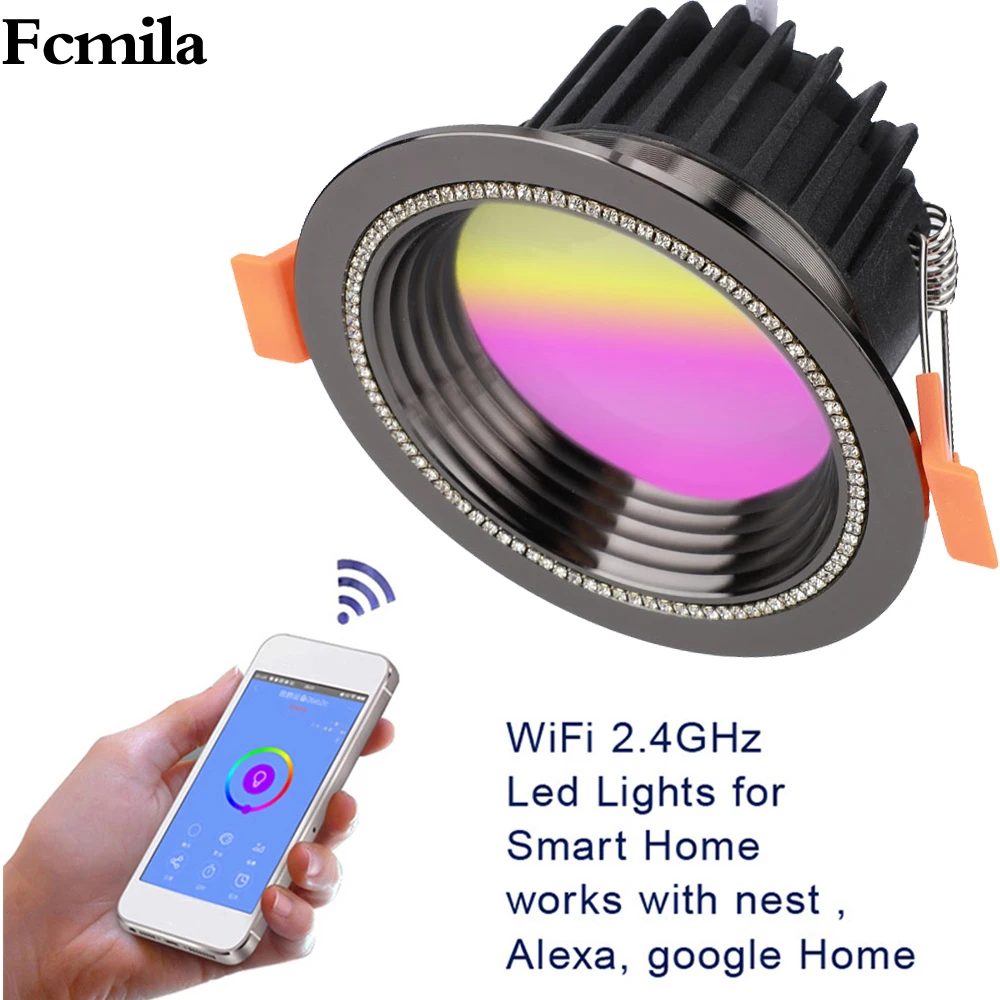 Emissor de Luz Conduziu a Iluminação do Ponto 10w de Alumínio Diodo Inteligente Wifi Downlight Grosso Recesso Quarto Cozinha Iluminação Ac85-265v Alexa – Google Casa