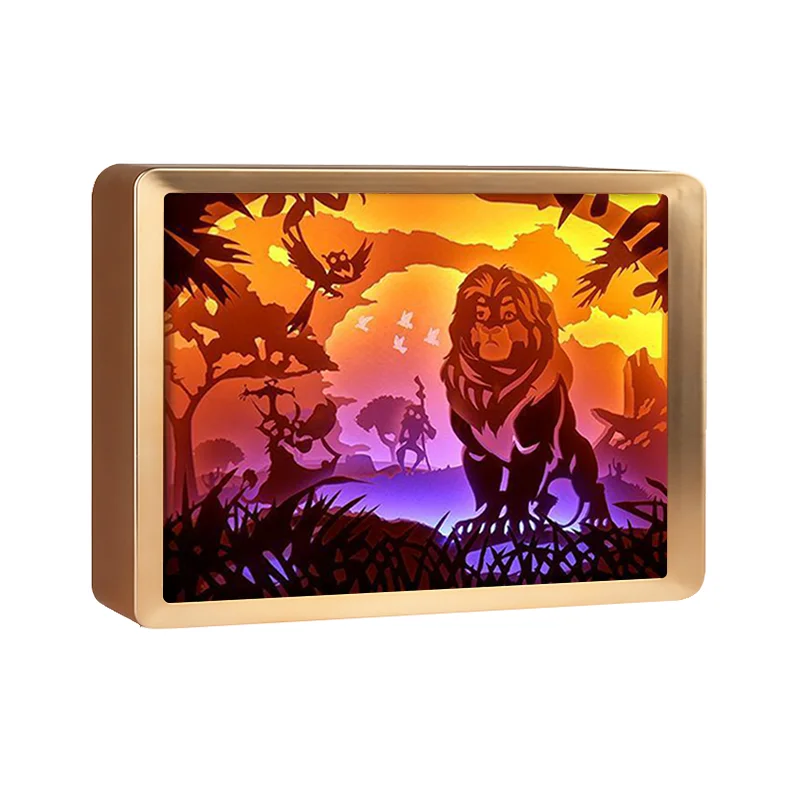 Led Light Shadow Box Frame Wholesale Lion Picture Frames Wall Photo Paper Cut Decorative Lights Room Decoration | Дом и сад
