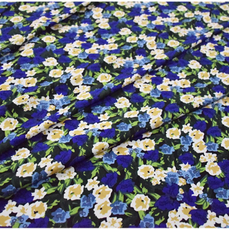 Half Meter New Design Fashion High Grade Royal Blue Flower Chiffon Fabric For Garment Dress Sewing Material T1382 | Дом и сад