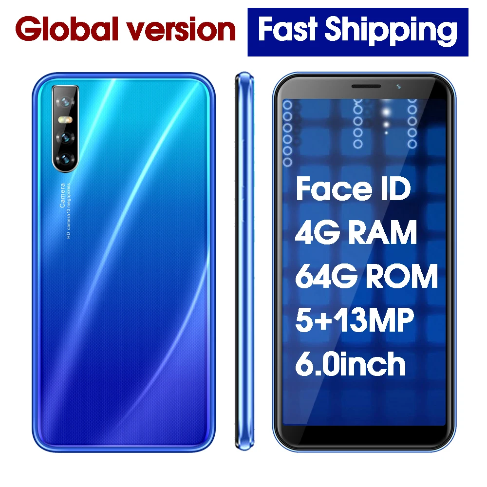 

Y7 Quad core 5MP+13MP face ID unlocked 4GB RAM 64GB ROM smartphones Global mobile phones android cheap celulares 3G Wifi 6.0''