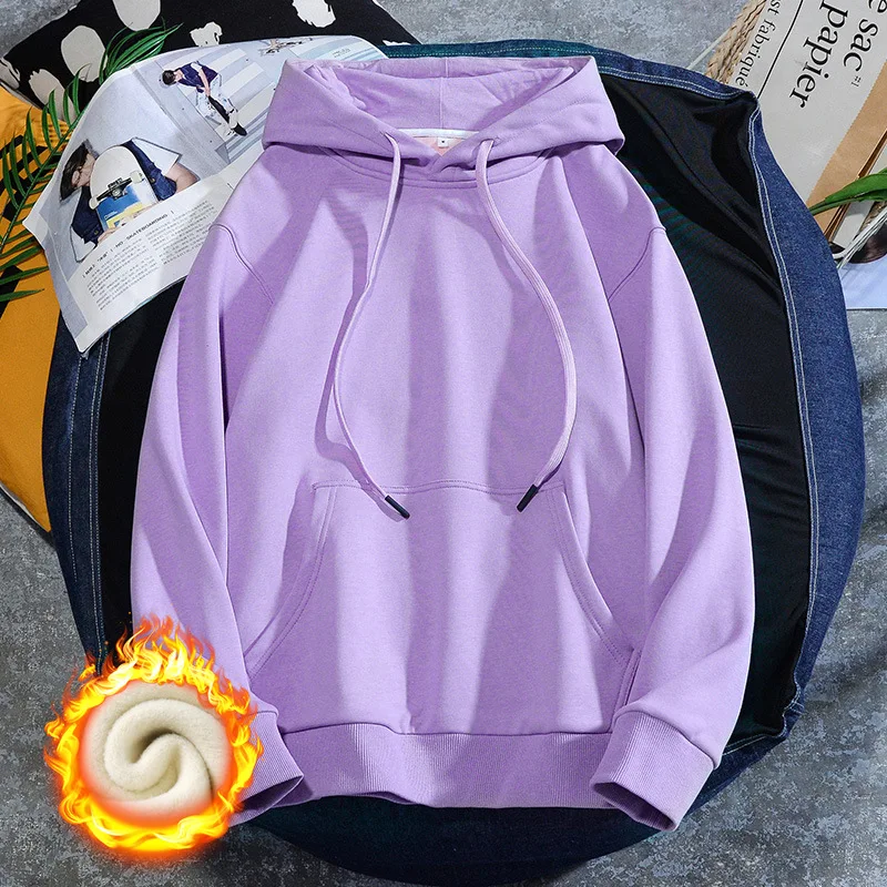 

Зимняя женская флисовая однотонная Толстовка большого размера, толстая блузка, свободная толстовка, осенняя хлопковая одежда с длинными ру...