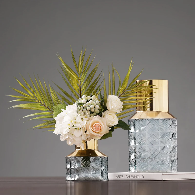 Скандинавская стеклянная ваза из золотой фольги с принтом обеденный стол