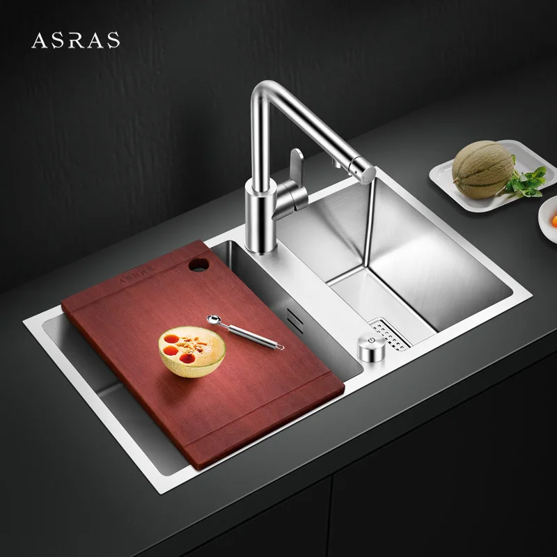 Asras 7040H SUS304 кухонная раковина ручной работы бесплатная доставка |