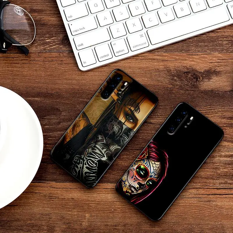 Fierce Татуировка Череп девушка для huawei Y6 Y7 2018 Y9 Prime 2019 Коврики 10 20 Pro Nova2 3 4 Lite Nova 2i 3i 5i