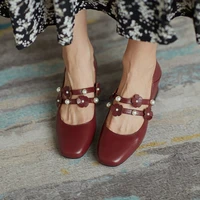 2020 fashion women flats genuine leather shoes pearl embellished patent ankle oxford shoes loafers retro shoes sandalias