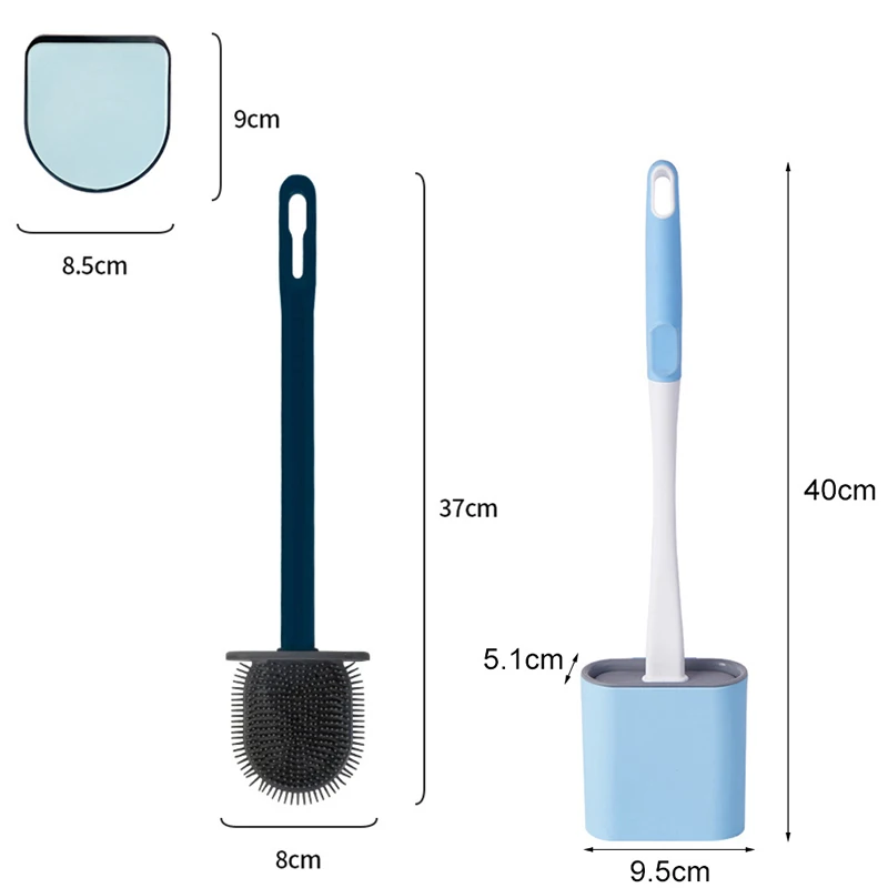 

Toilet Brush WC borstel Toilet Brush with Holder Household Bathroom Cleaning Accessories Flat Head Flexible Soft Bristles Brush