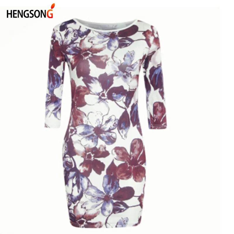 

Women Sexy Off Shoulder Dress Women Summer Slash Neck Foral Print Dress Fashion Half Sleeve Slim Dress