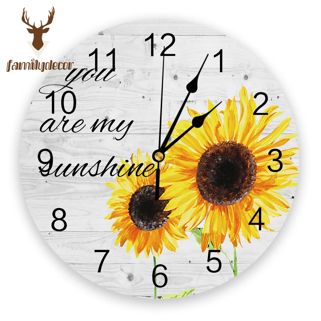 

Sunflower You Are My Sunshine Printed PVC Wall Clock Modern Design Home Decor Bedroom Silent O'clock Watch Wall For Living Room