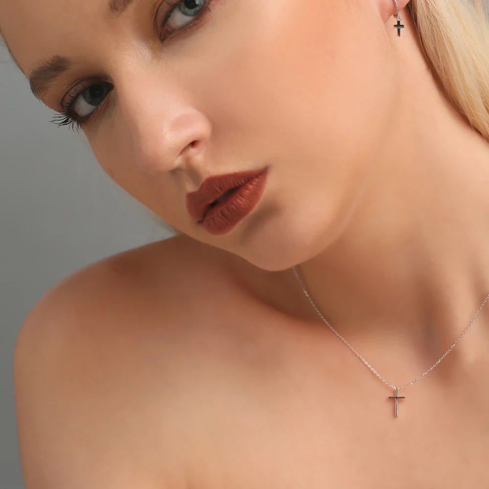 SUPERWEAR Малый крест ожерелье 925 пробы Серебряный корейский слоистый кулон s для