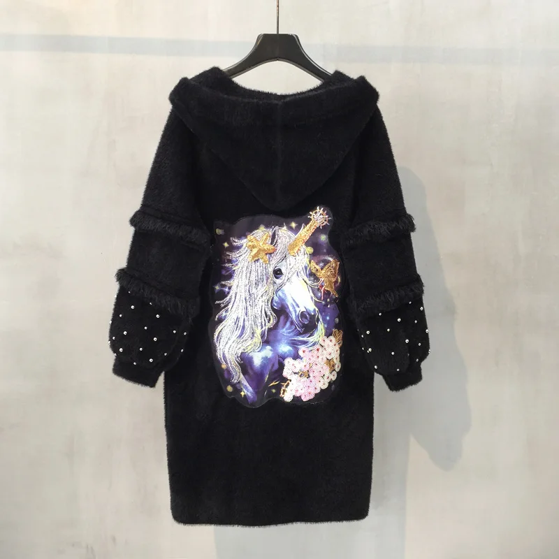 Норковый кашемировый свитер женский кардиган на осень и зиму мультяшный аниме