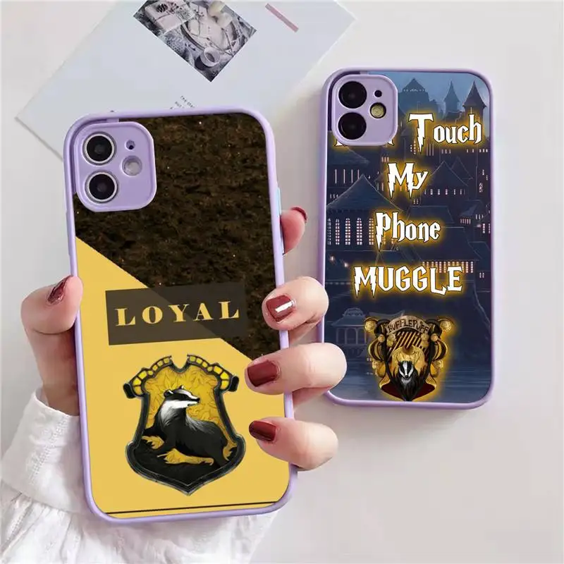 

Пуффендуй чехол для телефона iphone 13 12 11 xr xs x 7 8 pro max светло-фиолетовый Мягкий ТПУ силиконовый прозрачный чехол