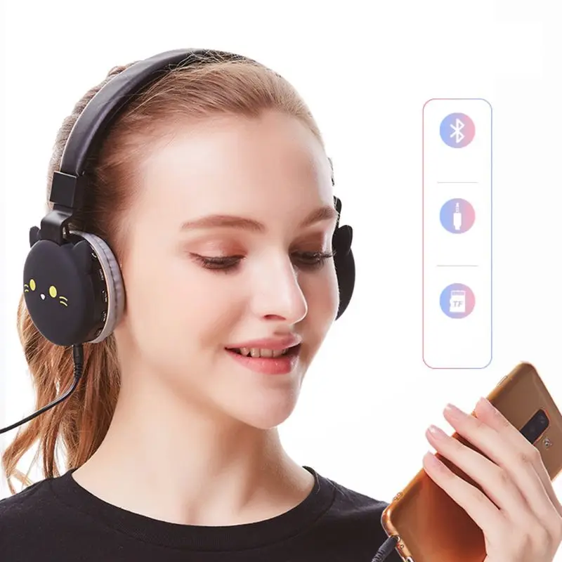Беспроводная музыкальная гарнитура мультипликационные наушники Blueooth кошачий
