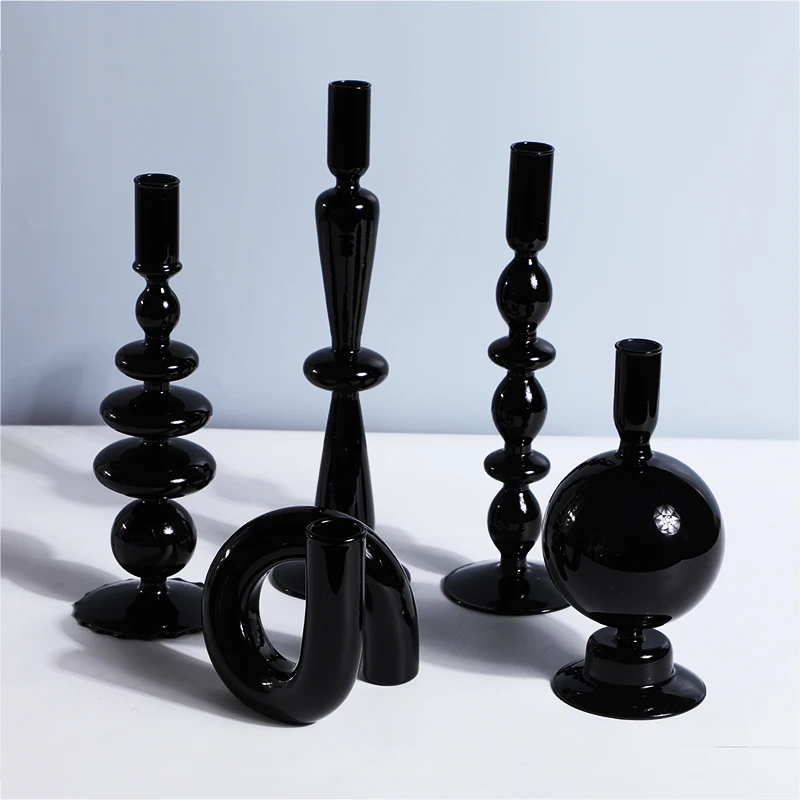 

Candle Holder Black Glass Candle Holder Lilac Candle Holder Nordic Home Decoration Christmas Gift