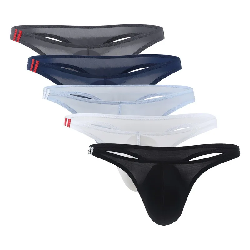 

Hot Sexy Men Thong Briefs Underwear Thong Ice Silk Thin Panties Pouch Bikini Beach Bodysuit Lingerie Male Underpants