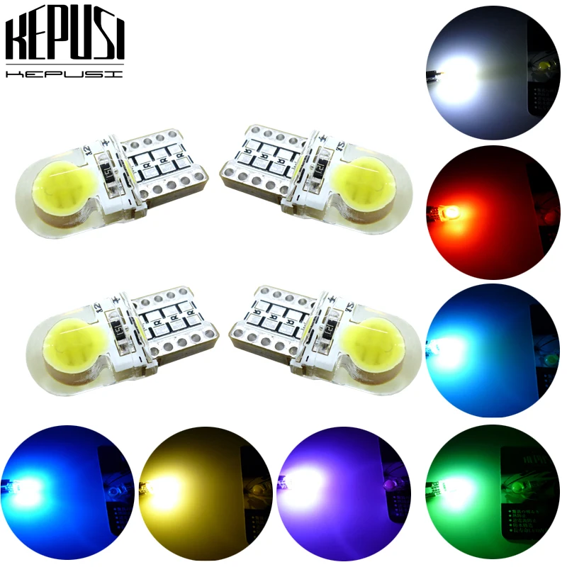 

4x Cob t10 led W5W LED No Error silicone LED T10 For Car Parking Lights Clearance Bulbs Interior Dome plate Lights 12V