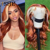 613 lace front wig human hair ginger orange wig body wave transparent lace front wigs for black women preplucked bleached knots