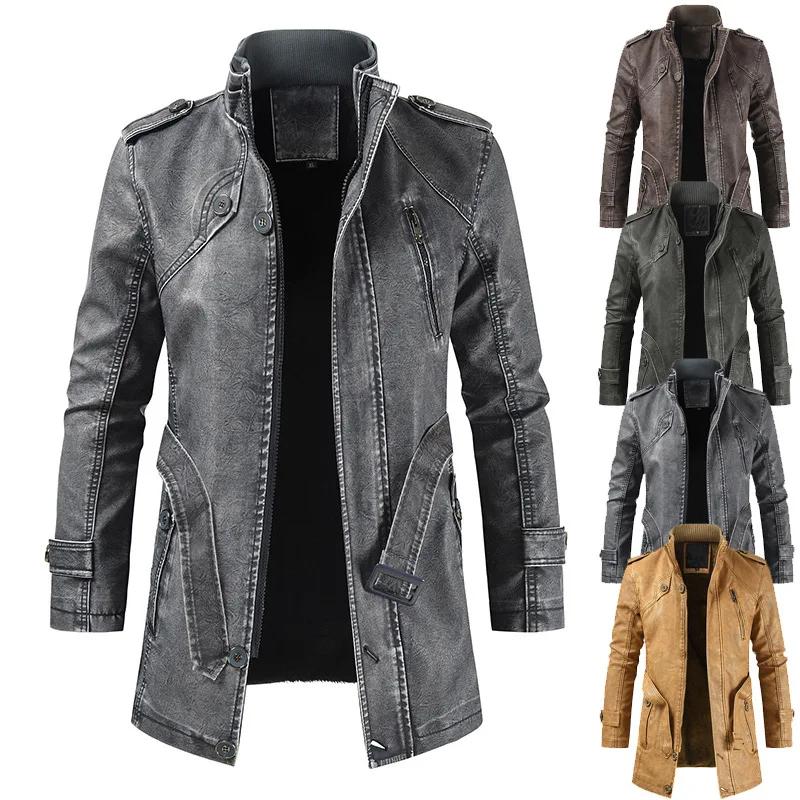 

Fashion Winter Leather Jacket Men Outdoor Motorcycle Jackets Men Plus Velvet Warm Faux Leather Coats Casual Pu Outerwear -40