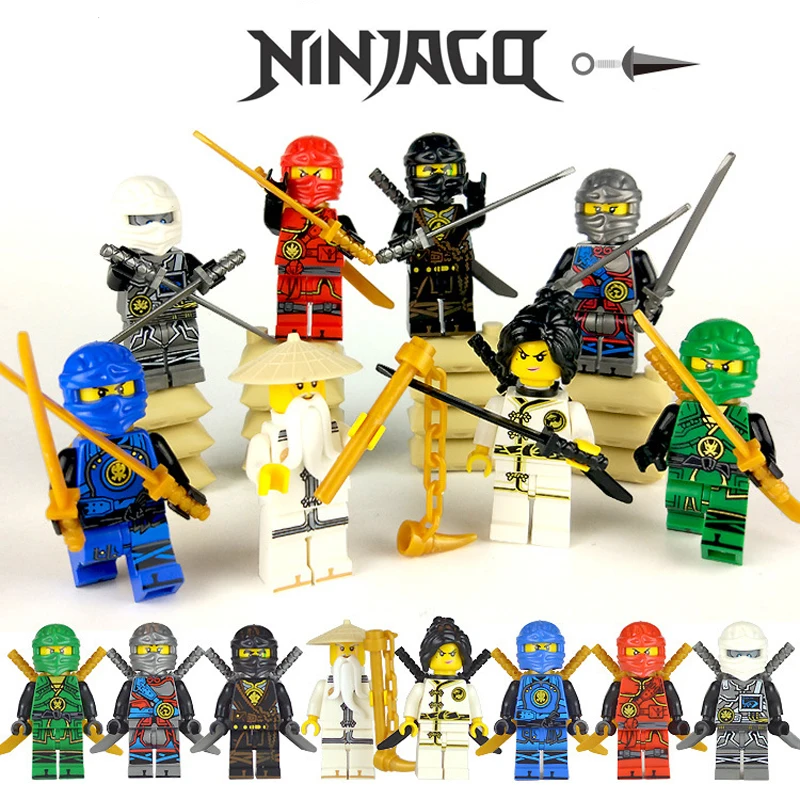 Совместимые ninjagooinglys наборы ниндзя герои фигурки Kai jay Cole Zane Ллойд с оружием экшн