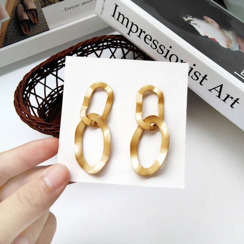 Модные серьги joker с металлической текстурой простые геометрической формы новые