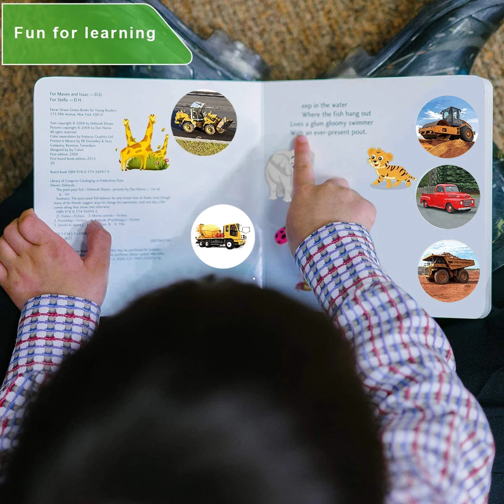 Наклейки детские круглые с рисунком 500 шт./рулон | Канцтовары для офиса и дома