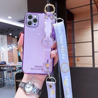 fashion sling wrist strap phone holder case for iphone 13 12 11 pro max xr x xs 6 6s 7 8 plus mini soft silicone back cover