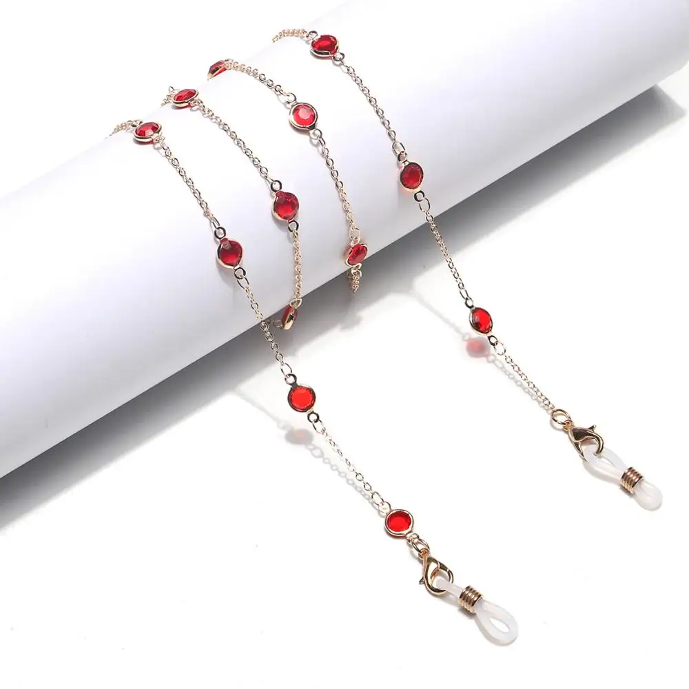 Модные очки с кристаллами и бусинами ожерелье шнурок ремешок Нескользящие цепи