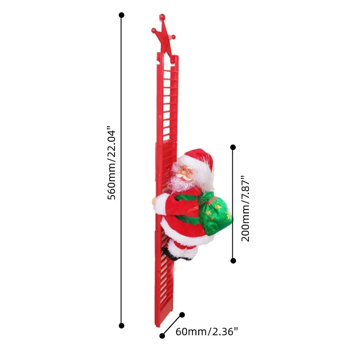 

56cm Electric Santa Claus Climbing Ladder Funny Christmas Hanging Decoration Christmas Tree Ornaments New Year Kids Gifts Party