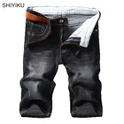 Мужские джинсовые шорты SHIYIKU, черные и синие джинсовые шорты из тонкой эластичной ткани, приталенные, лето 2021
