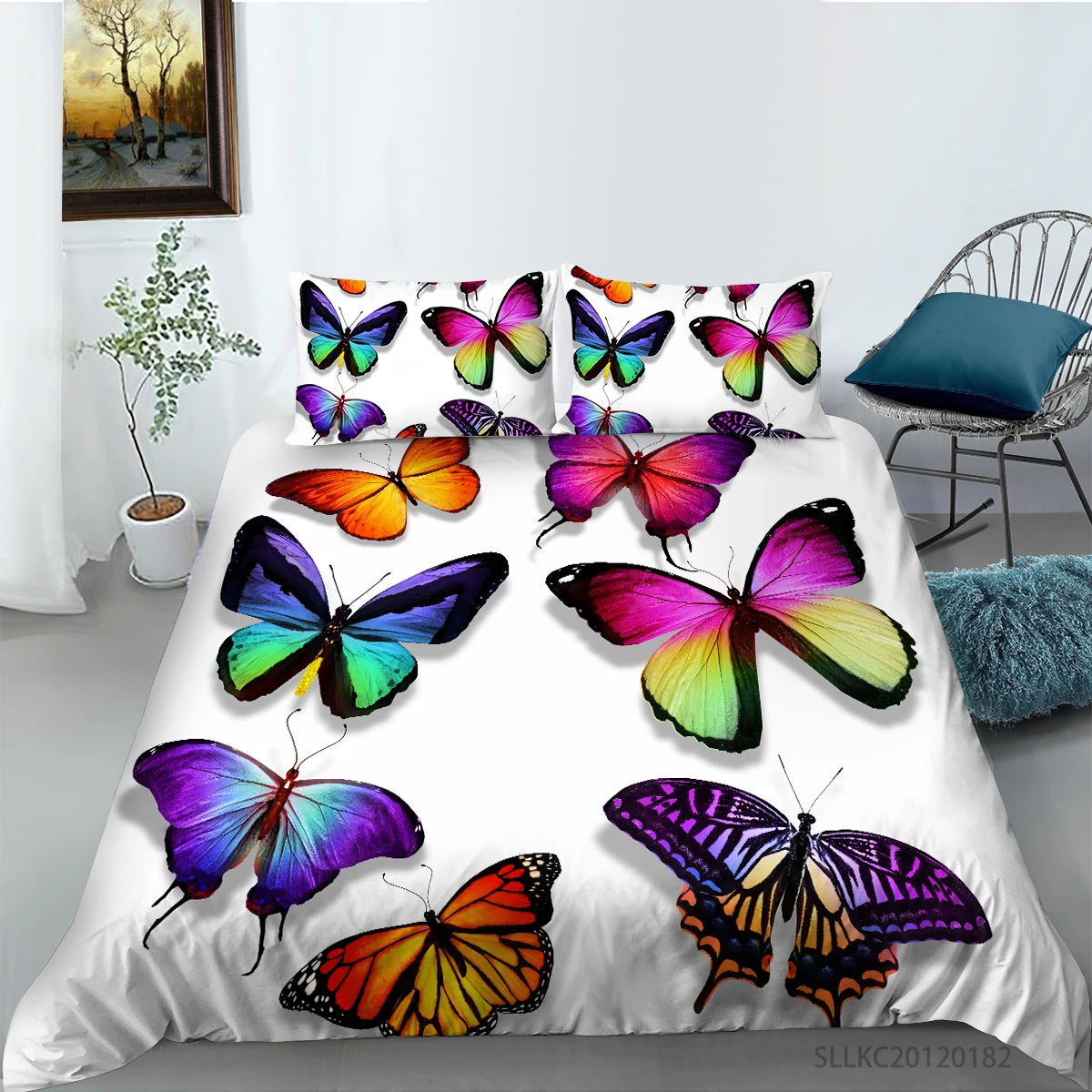 

Luxury 3D Bedding Sets Fantasy Butterfly Printing Duvet Cover and Pillowcase Comforter Set Twin Full Queen sizes