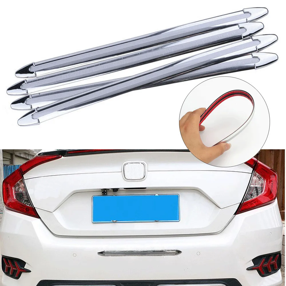 

4Pcs Universal Car Rear Bumper Sill Body Guard Protector Rubber Trim Cover Strip Tread Plate Trim Car Styling