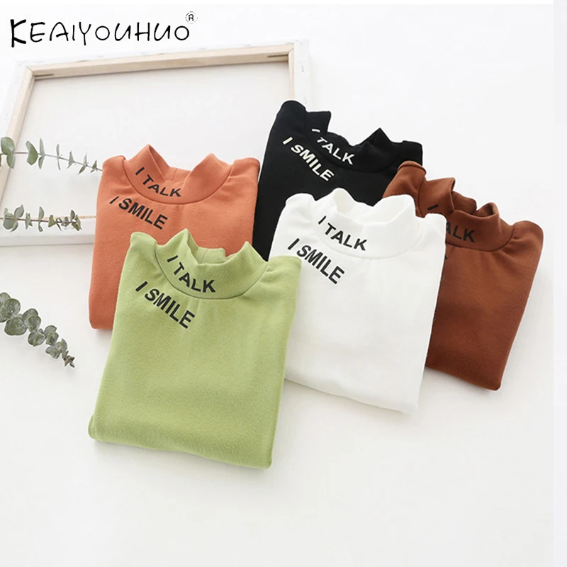 

Baby Girl Warm T-shirts Kids Winter Clothes Newborn Long Sleeve T Shirt Infant Tshirts Tops Toddler Boys High Collar Undershirt