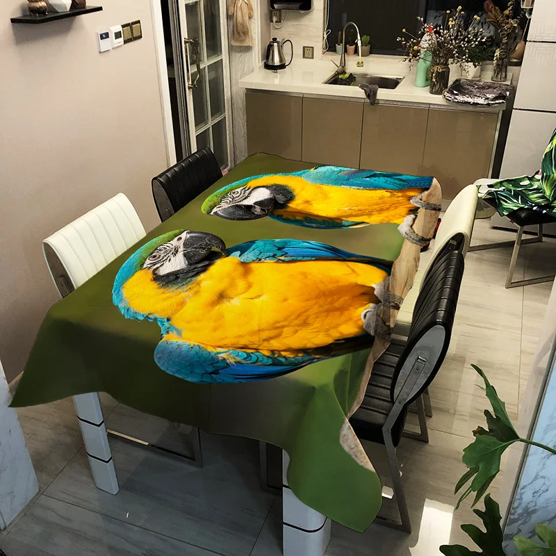 

Waterproof household printed parrot pattern washable tablecloth
