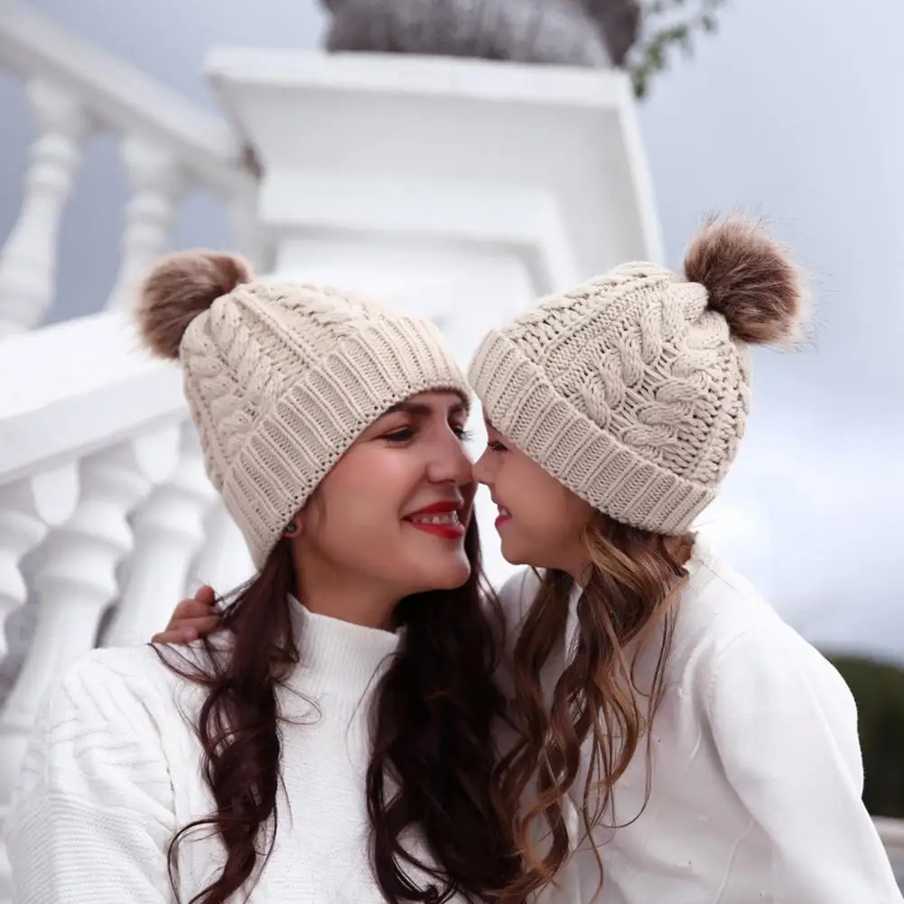 

2 шт., зимняя Мягкая вязаная шапка для детей и родителей