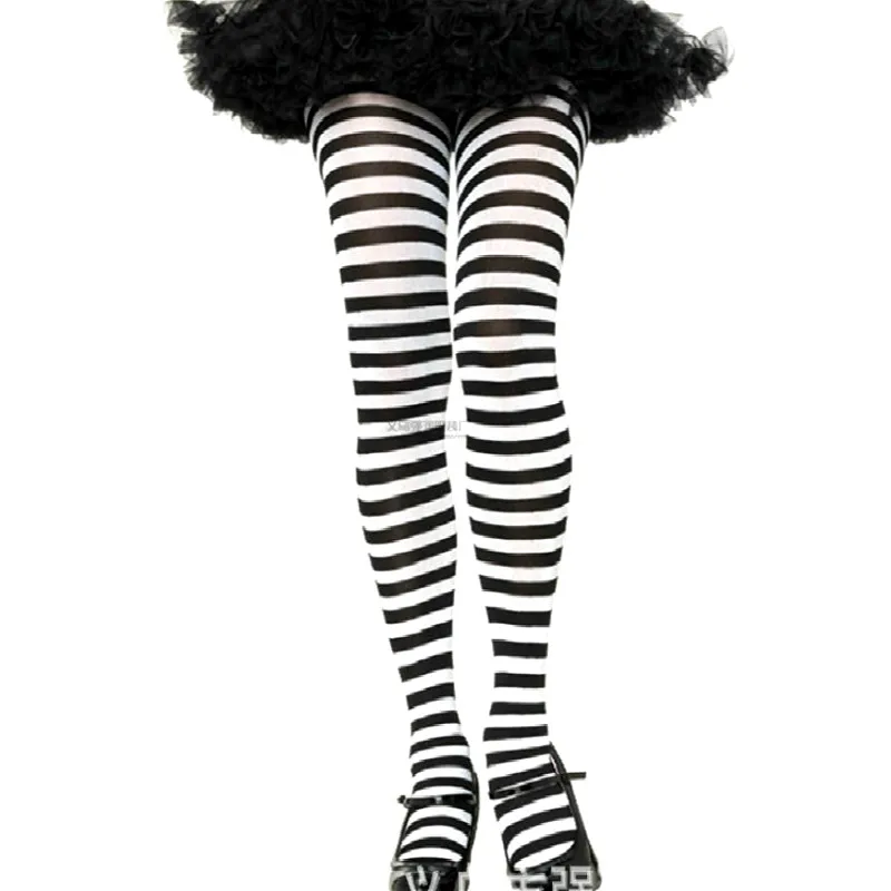 Womens Halloween Stockings Party Cosplay Striped Elastic Pantyhose Autumn Winter Xmas Club Clown Multicolor | Женская одежда